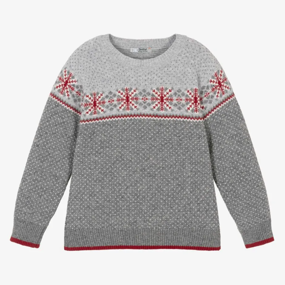 Dr. Kid Boys Grey Cotton & Wool Knit Jumper