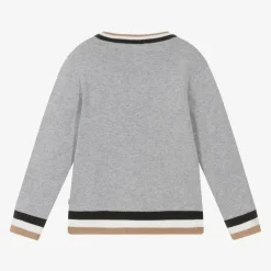 BOSS Boys Grey Cotton & Wool Knit Jumper Best