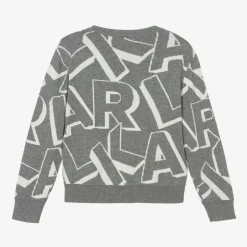 KARL LAGERFELD KIDS Boys Grey Cotton & Wool Knit Sweater Outlet