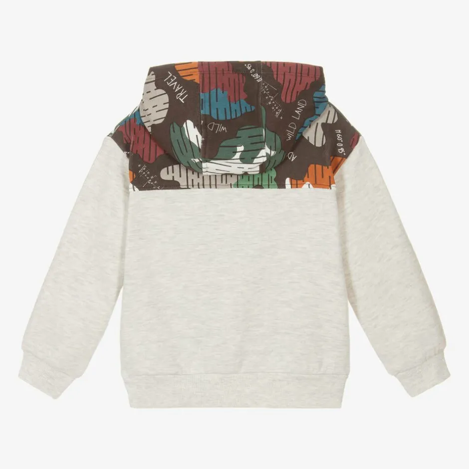 Boboli Boys Grey Cotton Explore Hoodie Hot