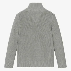 Tommy Hilfiger Boys Grey Cotton Knit Cardigan Outlet