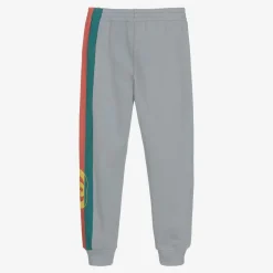 Gucci Boys Grey Cotton Logo Joggers Discount