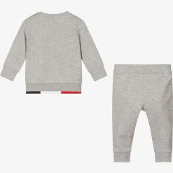 Moncler Enfant Boys Grey Cotton Logo Tracksuit Discount