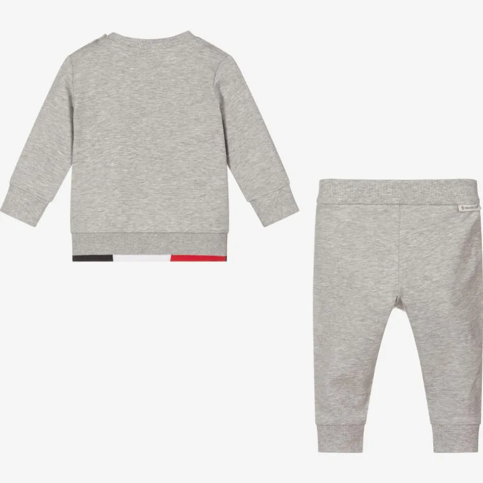 Moncler Enfant Boys Grey Cotton Logo Tracksuit Discount