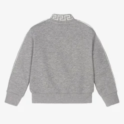 Versace Boys Grey Cotton Medusa Logo Zip-Up Top Sale
