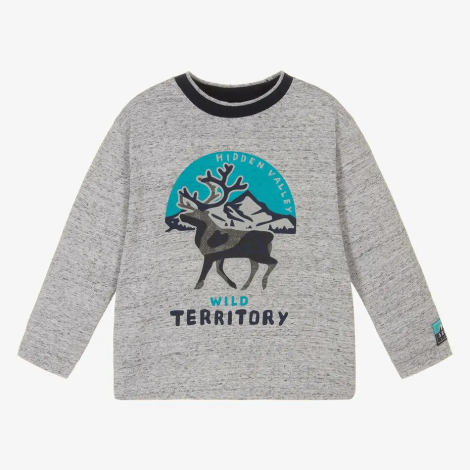 Boboli Boys Grey Cotton Moose Top New