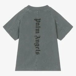Palm Angels Boys Grey Cotton Shaded T-Shirt Online