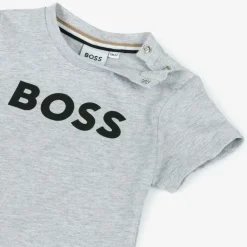 BOSS Boys Grey Cotton T-Shirt Discount