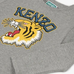 KENZO KIDS Boys Grey Cotton Varsity Tiger Top Best