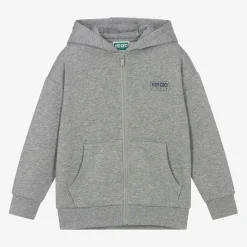 KENZO KIDS Boys Grey Cotton Zip-Up Hoodie Best