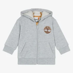 Timberland Boys Grey Cotton Zip-Up Hoodie Outlet