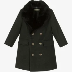 Romano Boys Grey Faux Fur Trim Coat Outlet