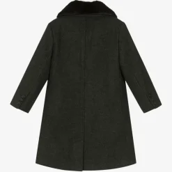 Romano Boys Grey Faux Fur Trim Coat Outlet