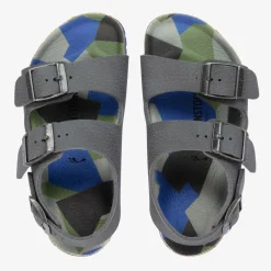 Birkenstock Boys Grey Faux Leather Buckle Sandals New