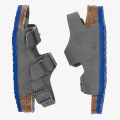 Birkenstock Boys Grey Faux Leather Buckle Sandals New