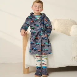 Hatley Boys Grey Fleece Dressing Gown Hot
