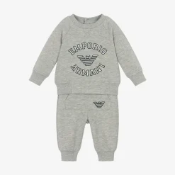 Emporio Armani Boys Grey Marl Cotton Tracksuit Clearance