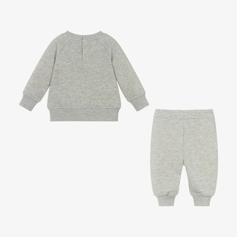 Emporio Armani Boys Grey Marl Cotton Tracksuit Clearance