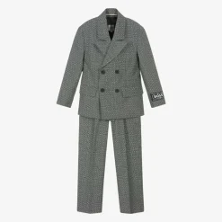 BOSS Boys Grey Monogram Logo Suit Best