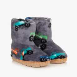 Hatley Boys Grey Monster Truck Slippers Discount