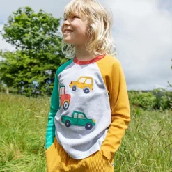 Frugi Boys Grey Organic Cotton Tractor Top New
