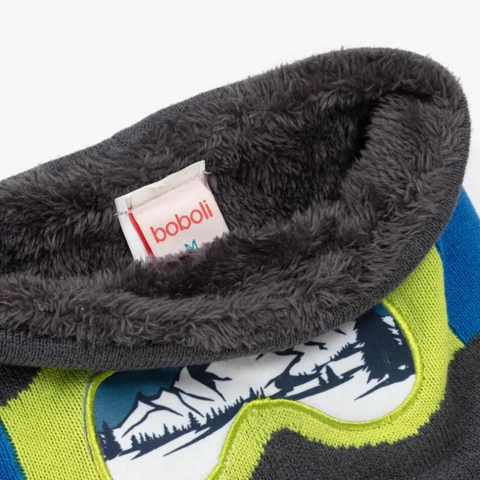 Boboli Boys Grey Ski-Themed Snood New