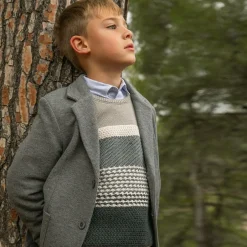 Tutto Piccolo Boys Grey Stripe Knit Sweater Discount