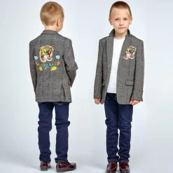 Romano Boys Grey Tweed Tiger Blazer New