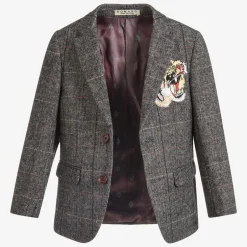 Romano Boys Grey Tweed Tiger Blazer New