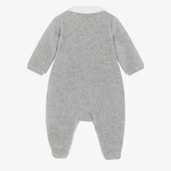 Tartine et Chocolat Boys Grey Velour Babygrow Outlet