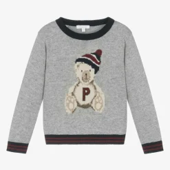 Patachou Boys Grey Wool & Cashmere Teddy Sweater New