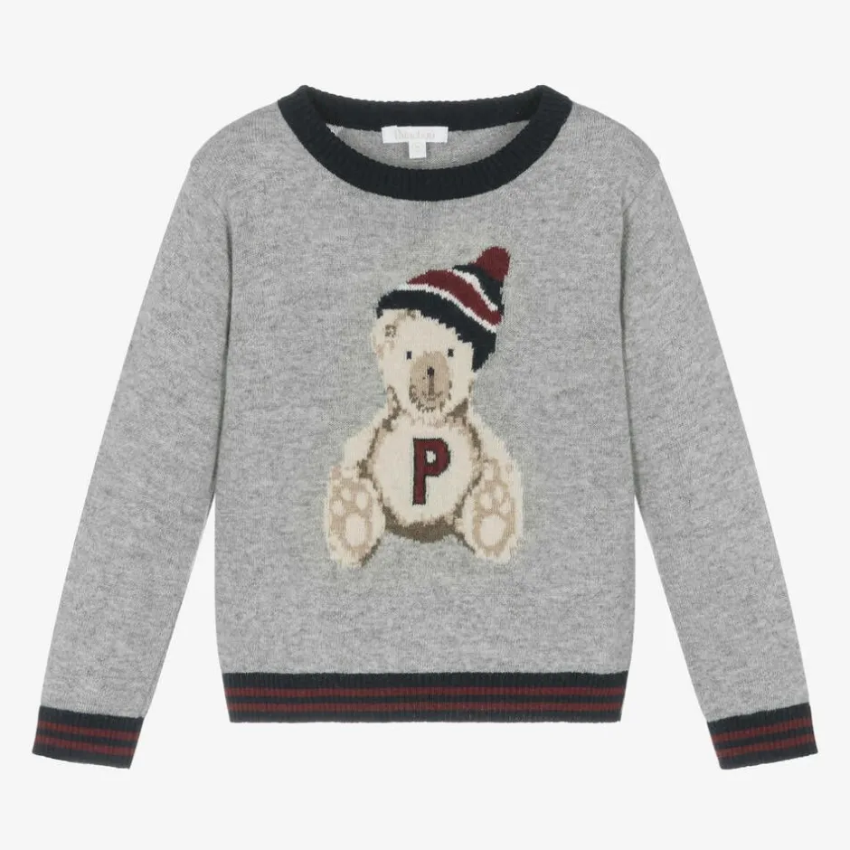 Patachou Boys Grey Wool & Cashmere Teddy Sweater New