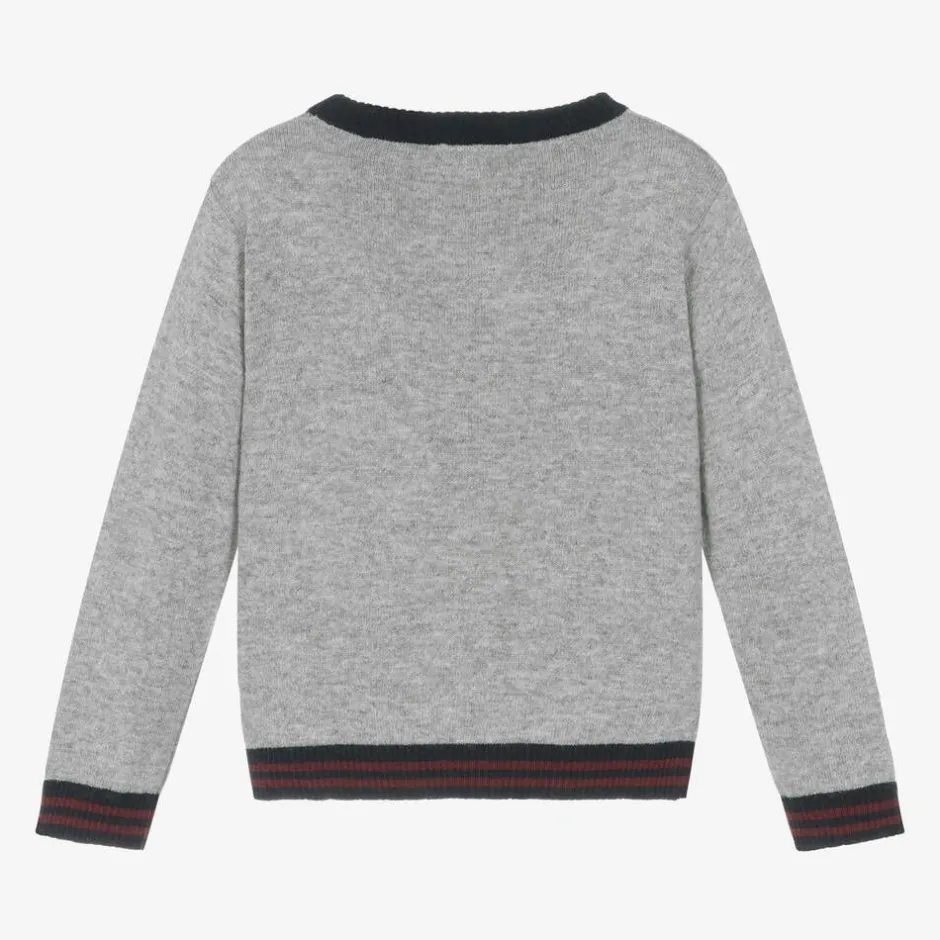 Patachou Boys Grey Wool & Cashmere Teddy Sweater New