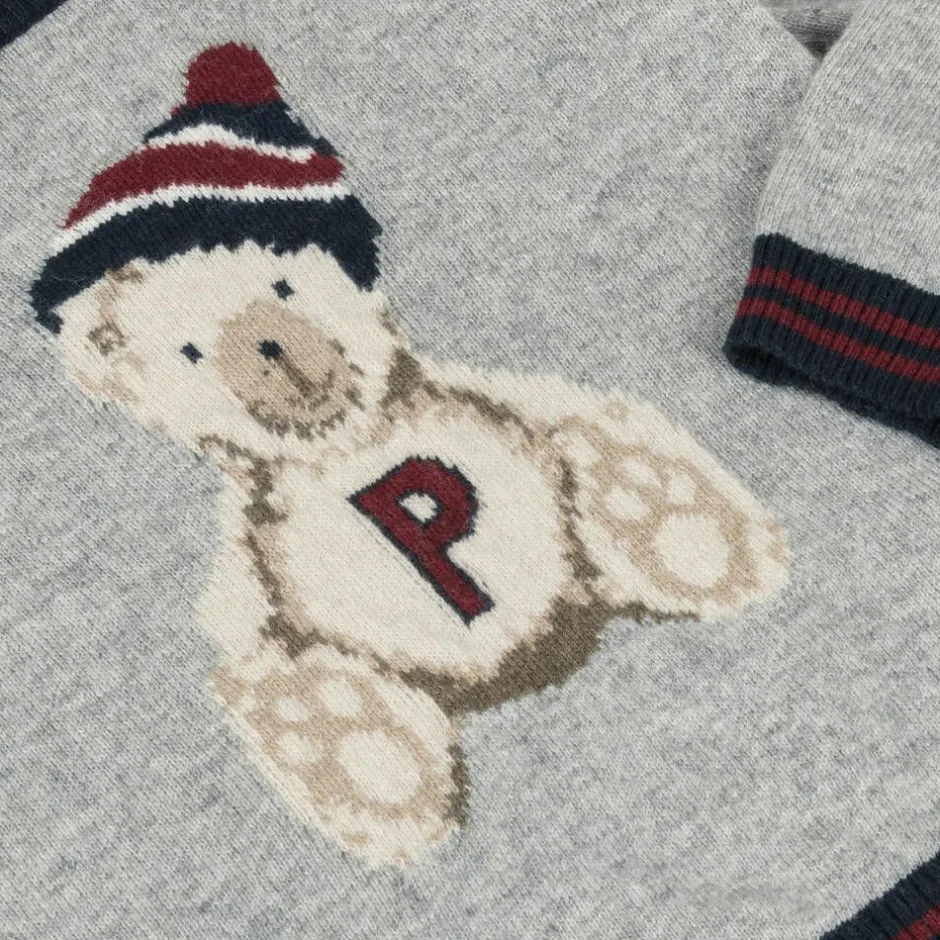 Patachou Boys Grey Wool & Cashmere Teddy Sweater New