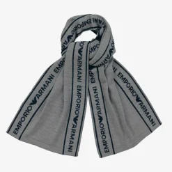 Emporio Armani Boys Grey Wool Knit Scarf Clearance