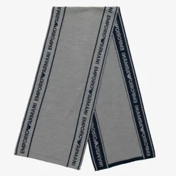 Emporio Armani Boys Grey Wool Knit Scarf Clearance