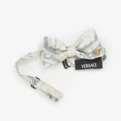 Versace Boys Ivory & Grey Barocco Bow Tie