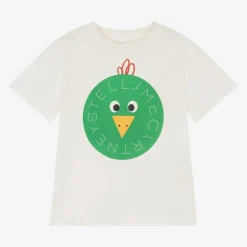 Stella McCartney Kids Boys Ivory Chicken Bauble Logo T-Shirt