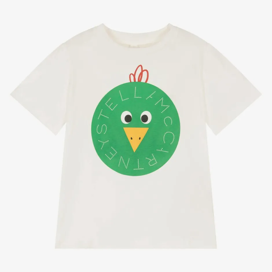 Stella McCartney Kids Boys Ivory Chicken Bauble Logo T-Shirt