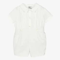 Sarah Louise Boys Ivory Cotton Buster Suit Discount