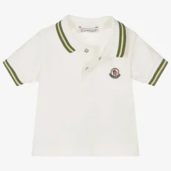 Moncler Enfant Boys Ivory Cotton Piqué Polo Shirt Online