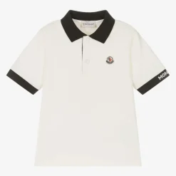 Moncler Enfant Boys Ivory Cotton Polo Shirt Sale
