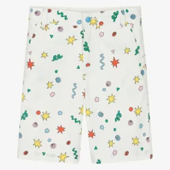 Stella McCartney Kids Boys Ivory Cotton Printed Shorts Discount