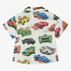 Rock Your Baby Boys Ivory Cotton Race Car Shirt Sale