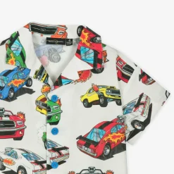 Rock Your Baby Boys Ivory Cotton Race Car Shirt Sale