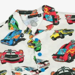 Rock Your Baby Boys Ivory Cotton Race Car Shirt Sale