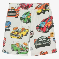 Rock Your Baby Boys Ivory Cotton Race Car Shorts Clearance