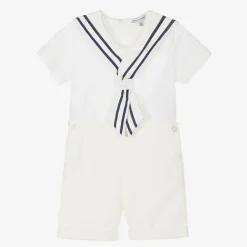 Beatrice amp; George Boys Ivory Cotton Sailor Buster Suit Sale