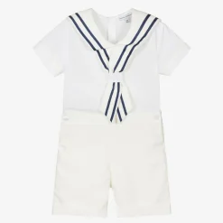 Beatrice amp; George Boys Ivory Cotton Sailor Buster Suit Sale