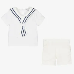 Beatrice amp; George Boys Ivory Cotton Sailor Buster Suit Sale